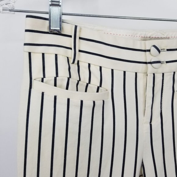 Anthropologie The Essential Slim Leg Cropped Striped Nautical Pants Size 0 - Picture 8 of 12